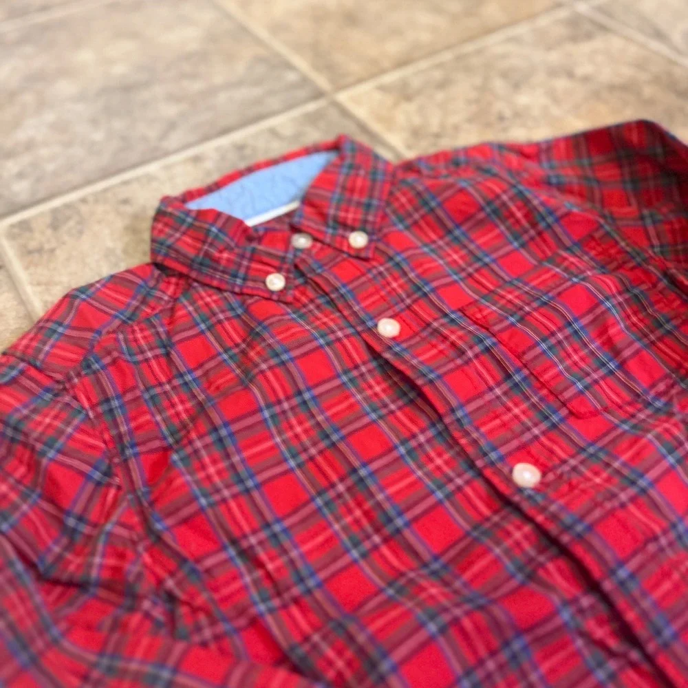 Carter's Kids Red Plaid Long Sleeve Button Down Shirt 5T Holiday Classic